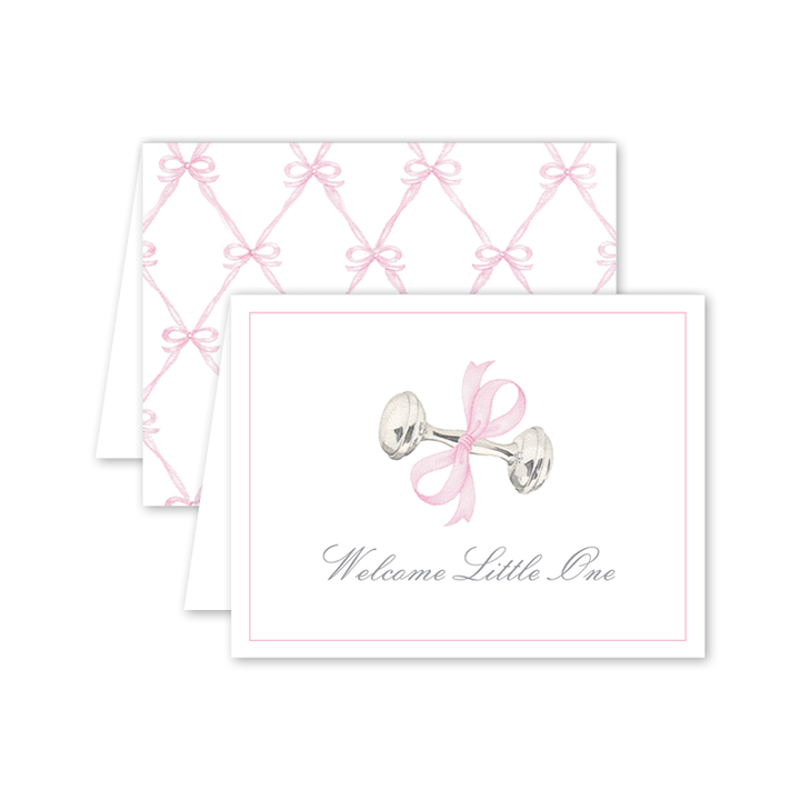 Dogwood Hill - Rattle and Bow Pink: Single Card