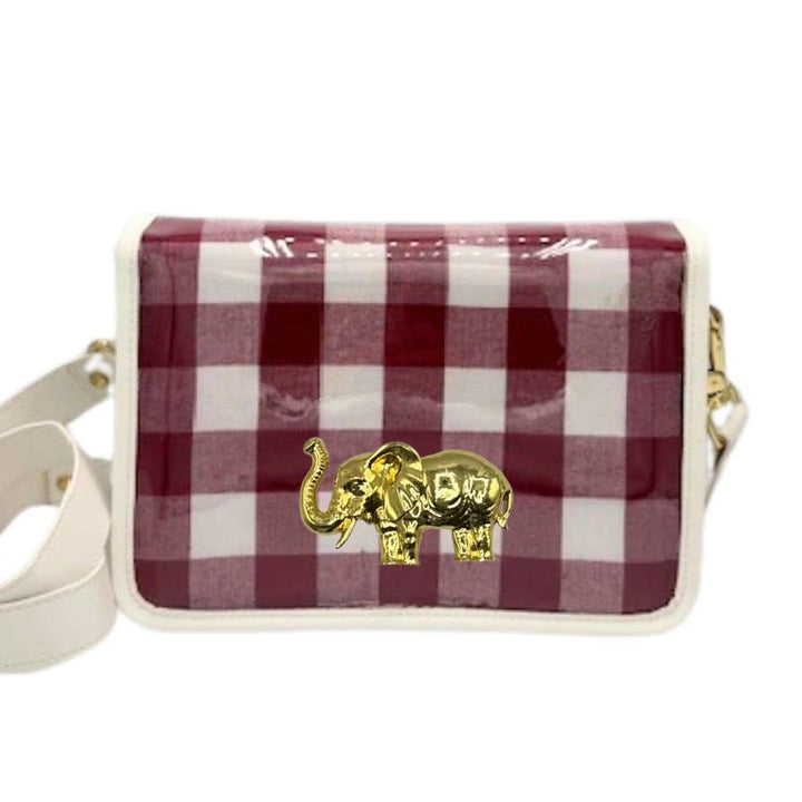 Garland - Maroon Check Clear Gameday Stadium Bag w/ Elephant