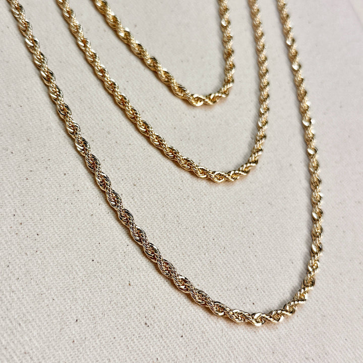 GoldFi - 18k Gold Filled Rope Chain In 3.0mm Thickness Gold Chain Com: 20 inches