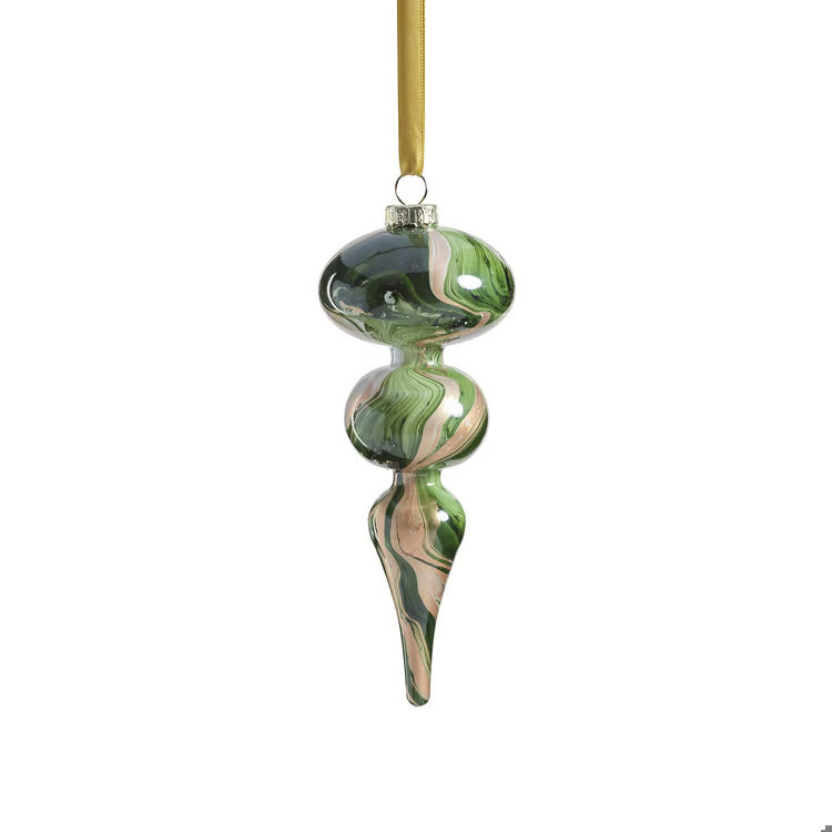Solid Luster Water-Color Glass FinialOrnament-Green