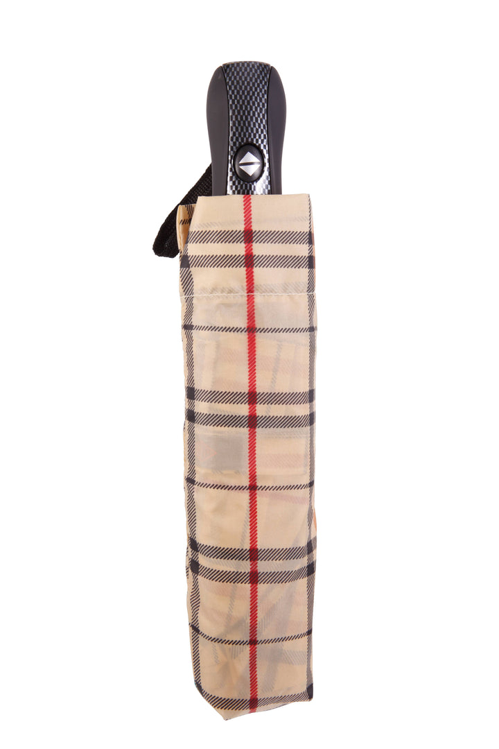 Harvy Canes - Mini Folding Umbrella: Tan Tartan
