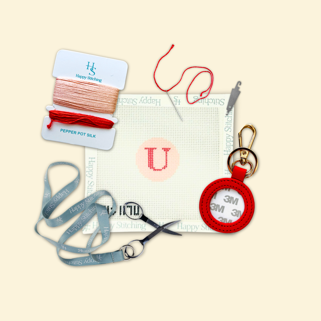 Happy Stitching - Our Initial Thought - Key Fob in Rosy Cheeks: J
