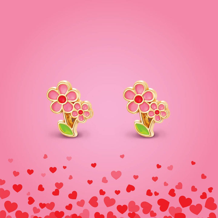 Girl Nation - Little Pink Flower Cutie Stud Earrings