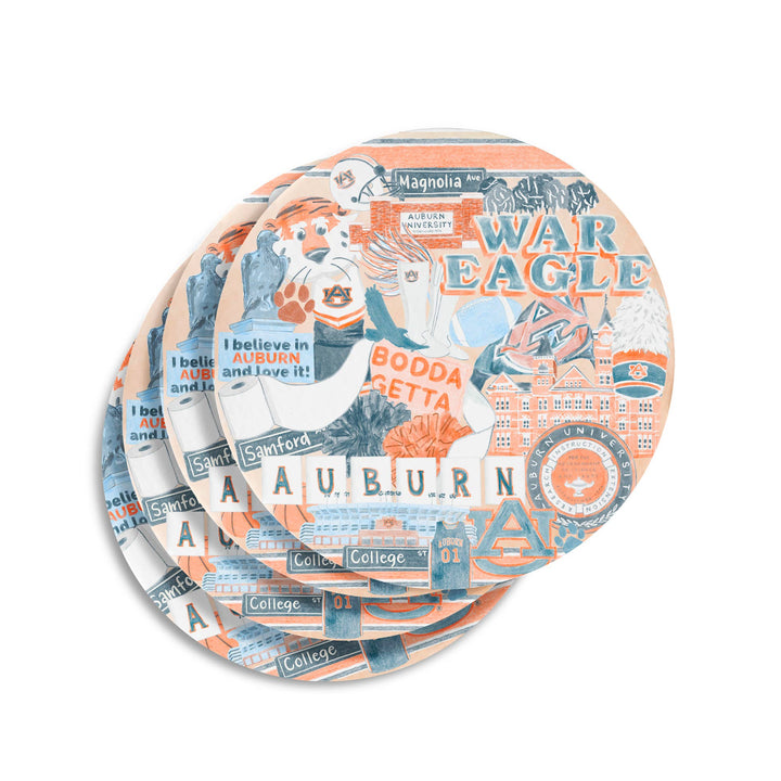 Gracefully Made Art - Ceramic Auburn University Coaster (SOLD INDIVIDUALLY)