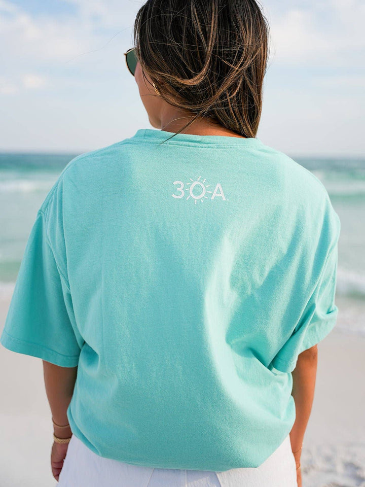 30A Gear - 30A Beach Happy Minimalistic T-Shirt: Light Green / M