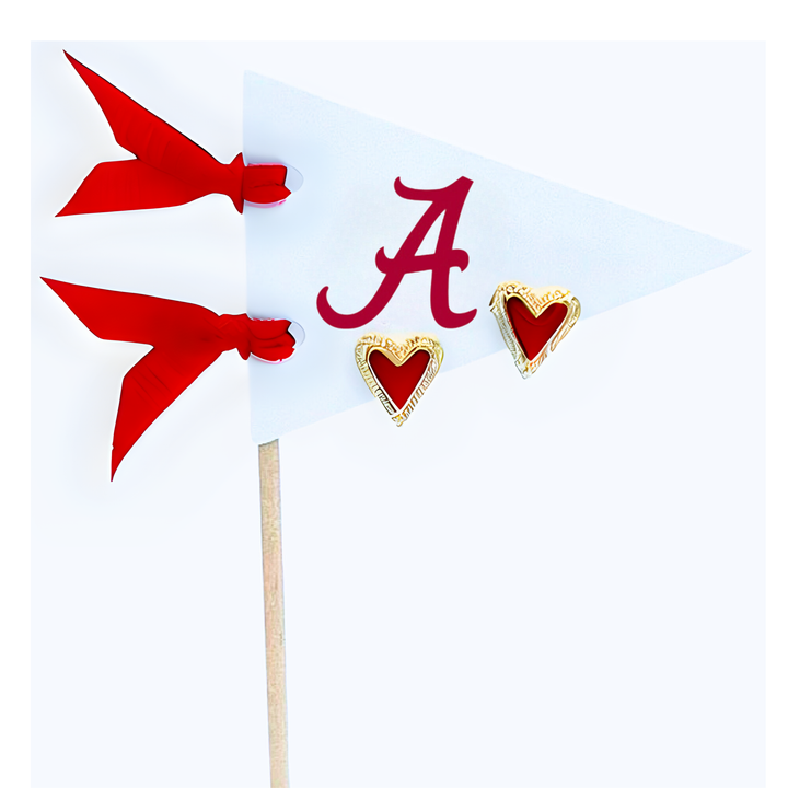 Color Shout - Love my College: Bright Color Heart Studs on Logo Pennant Flag: Auburn