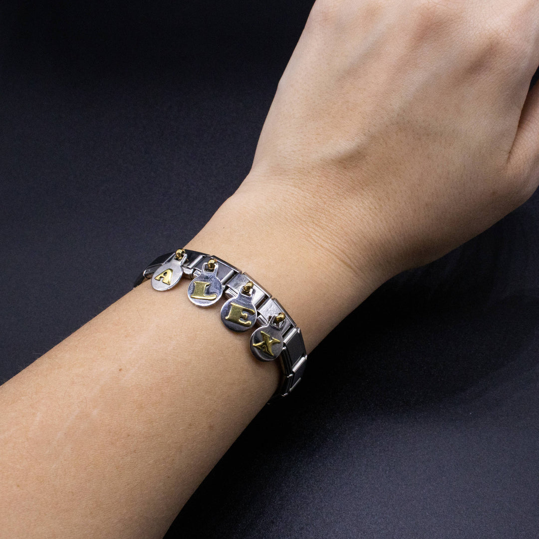 Natalia - Italian Charm Letters A-Z - 9mm Gold Dangle Bracelet Charms: O