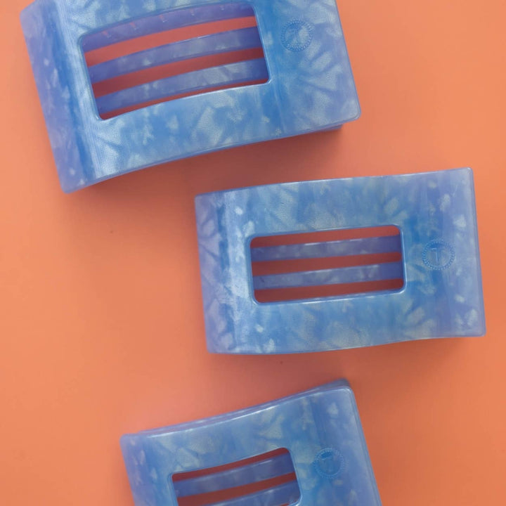TELETIES - Flat Rectangle Hair Clip | Medium | Blue Lagoon