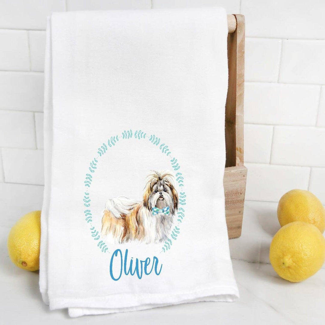 The Preppy Pineapple Home - Shih Tzu & Lhasa Apso Tea Towel: No Accessory / Palm Chair