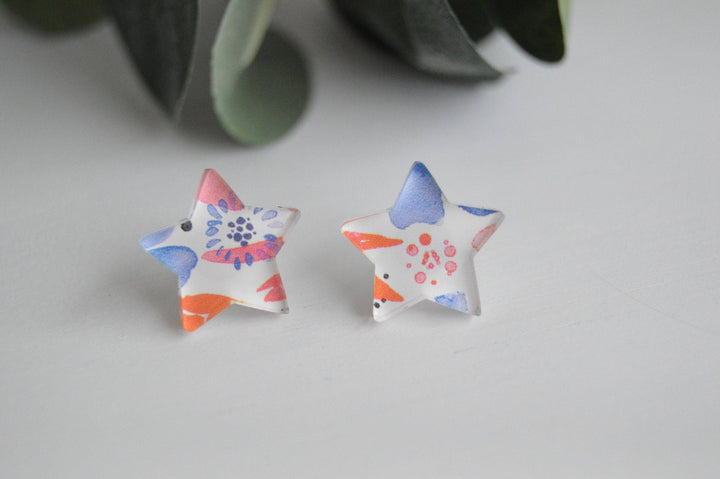 The Adorned Fox - Patriotic Watercolor Floral Stud Earrings