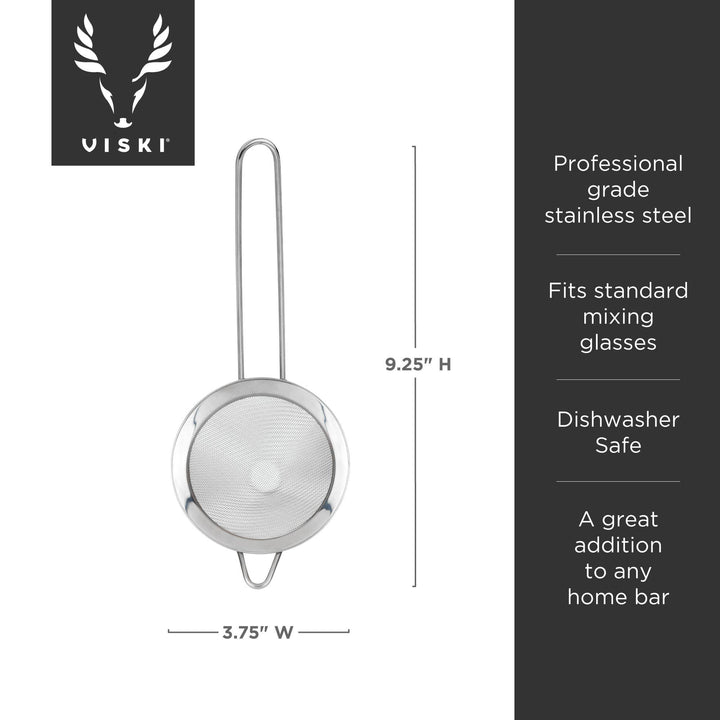 Viski - Harrison Stainless Steel Fine Mesh Cone Cocktail Strainer