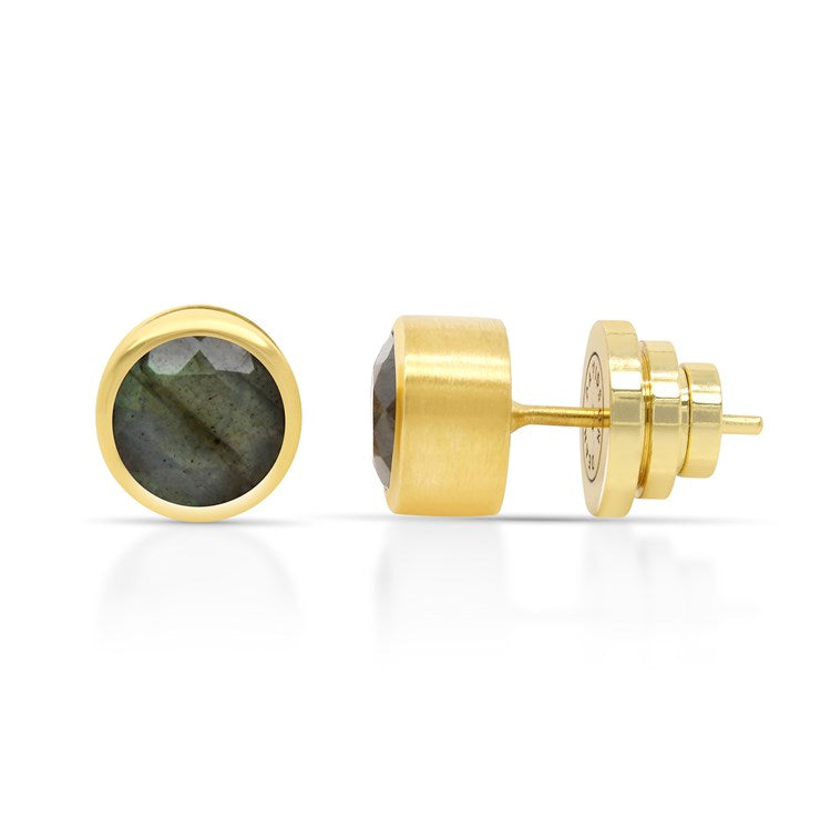 Signature Midi Studs - Gold - Labradorite