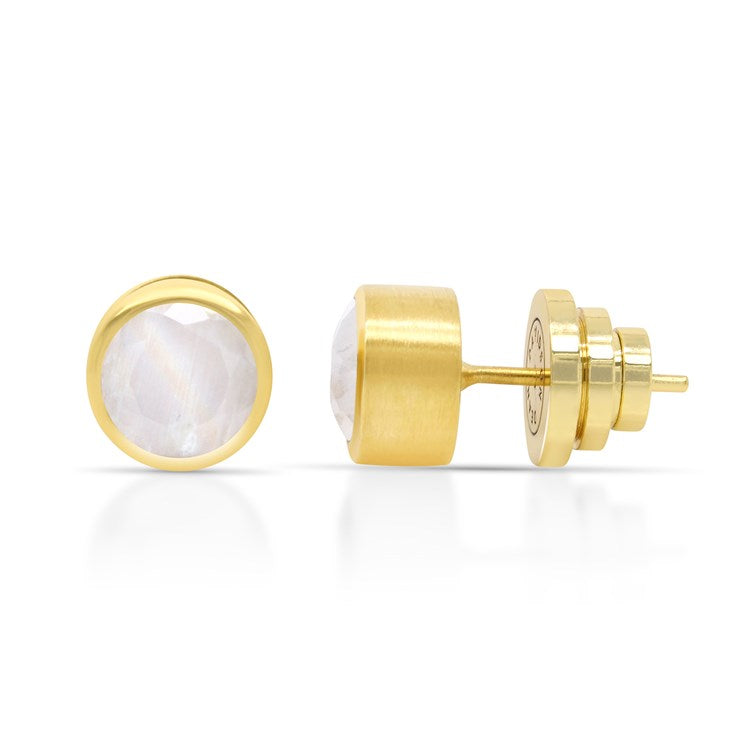 Signature Midi Studs - Gold/Moonstone