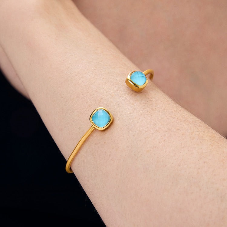 Monterey Twist Cuff - Gold - Iridescent Turquoise