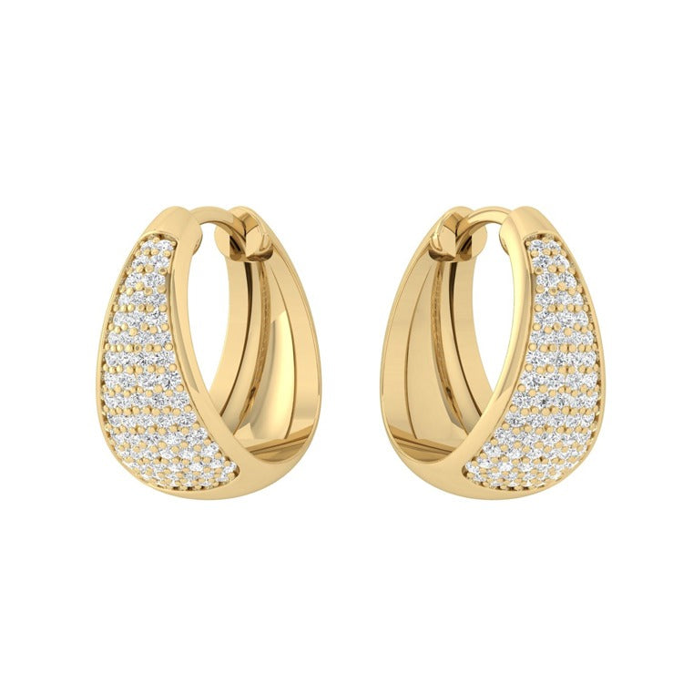 Margaux Pavé Huggie Hoops - Gold - White Topaz
