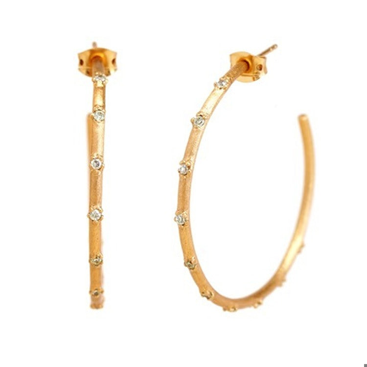 PAVE SYLVIE HOOP EARRINGS - Gold/White Topaz