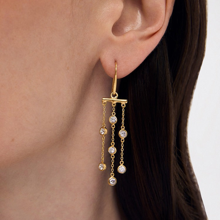 Orsay Droplet Earrings - Gold -  White Topaz