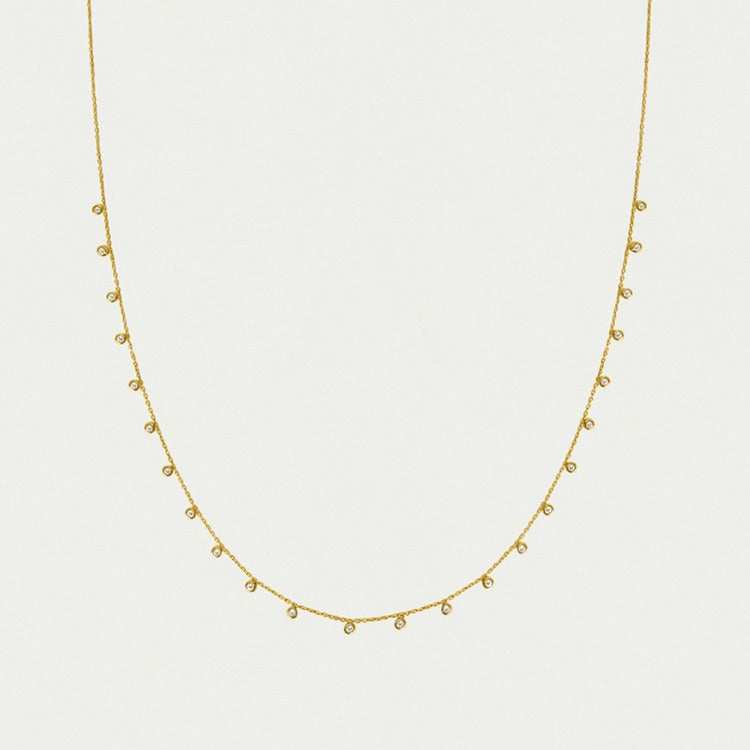 Pave Orsay Charm Necklace - Gold - White Topaz