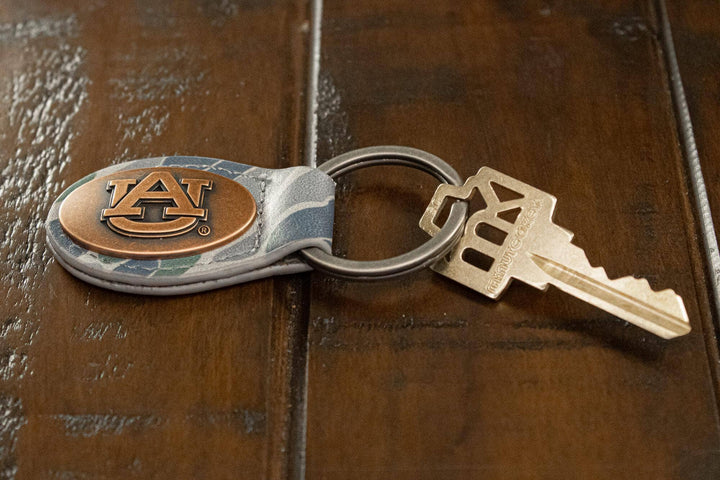 Zep-Pro - Auburn Tigers Oval Camo Leather Key Fob.: Brown/Tan Camo