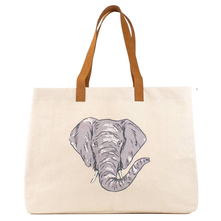 The Royal Standard - Elephant Love Tote   Natural/Gray/Black   19.5x13.5x7