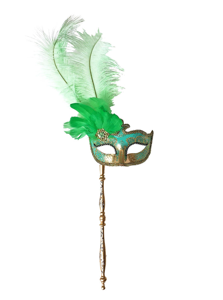 Mardi Gras Creations - Anarkali Mask With Eye Detail With Detachable Stick: Mardi Gras / Gold Accents