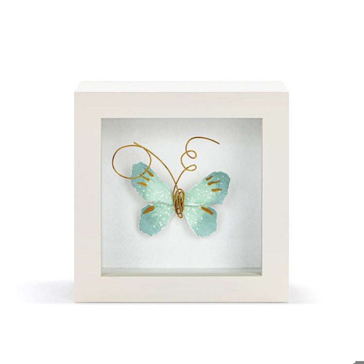Blue Skies Light Blue Butterfly Shadow Box - 4in