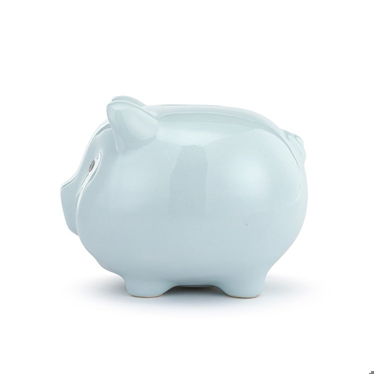 Blue Ceramic Classic Piggy Bank - 7x5.5x6in