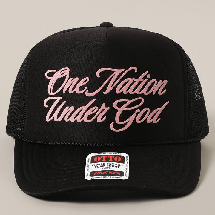 Fashion City - One Nation Under God Mesh Back Foam Trucker Hat: KELLY GREEN / One Size