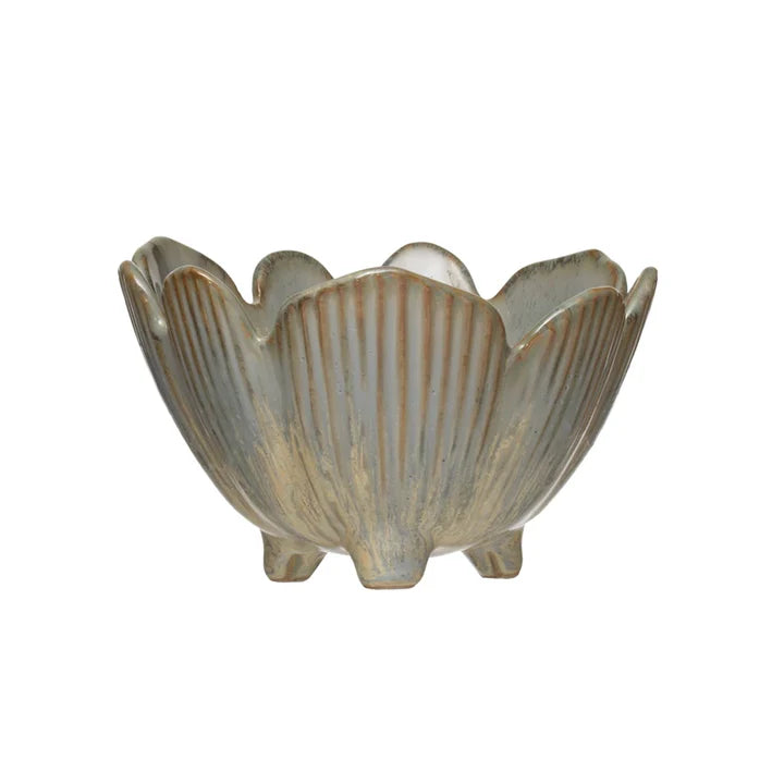 4-1/2"Round x 5"H Porcelain Flower Bowl, Glaze, Blue