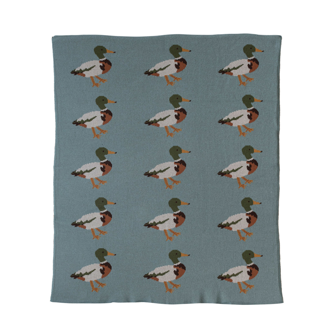 Cotton Knit Baby Blanket w/ Ducks, Multi Color