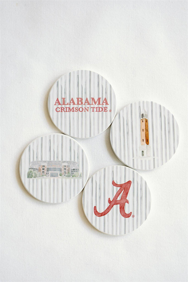 Alabama Striped Coasters - Sold Individually Ceramic