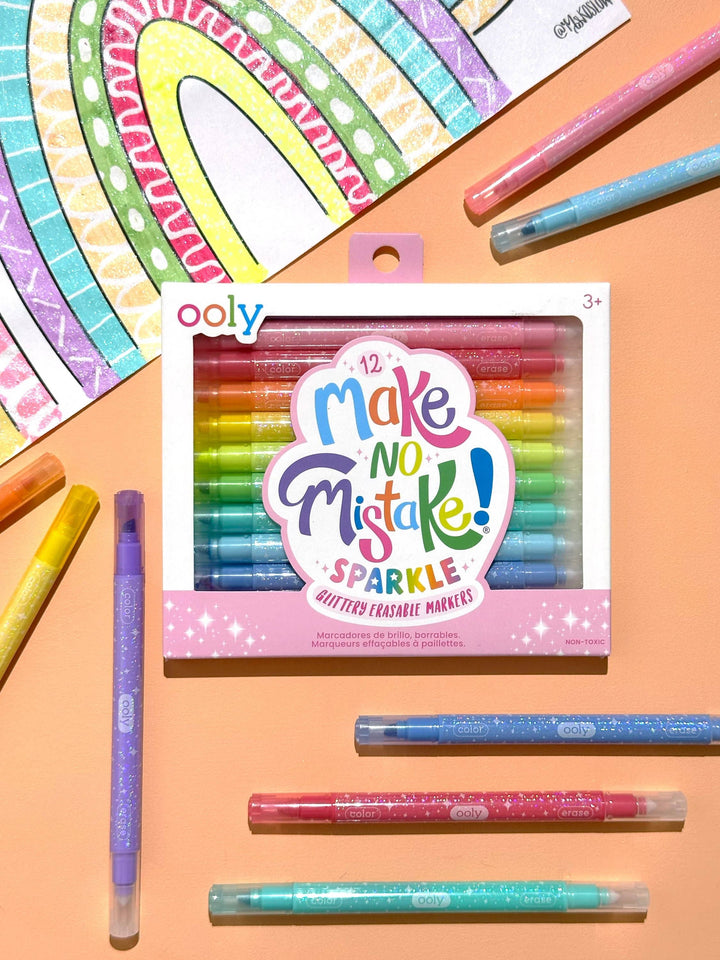 OOLY - Make no Mistake! Glittery Erasable Markers - Set of 12