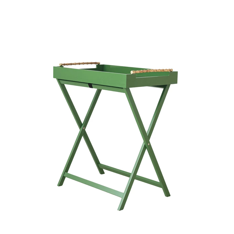 Folding Removable Tray Table w/ Bamboo Handles, Green, KD