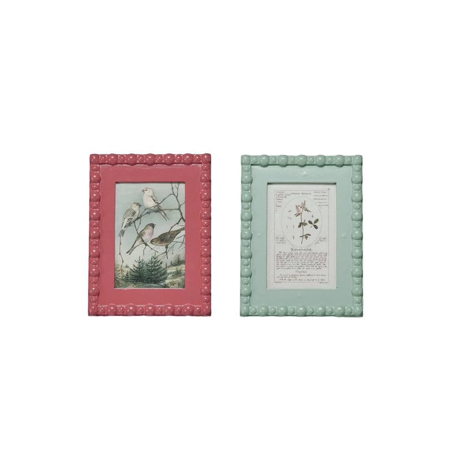6-1/4"W x 8-1/2"H Wood Picture Frame w Image, 2 Colors