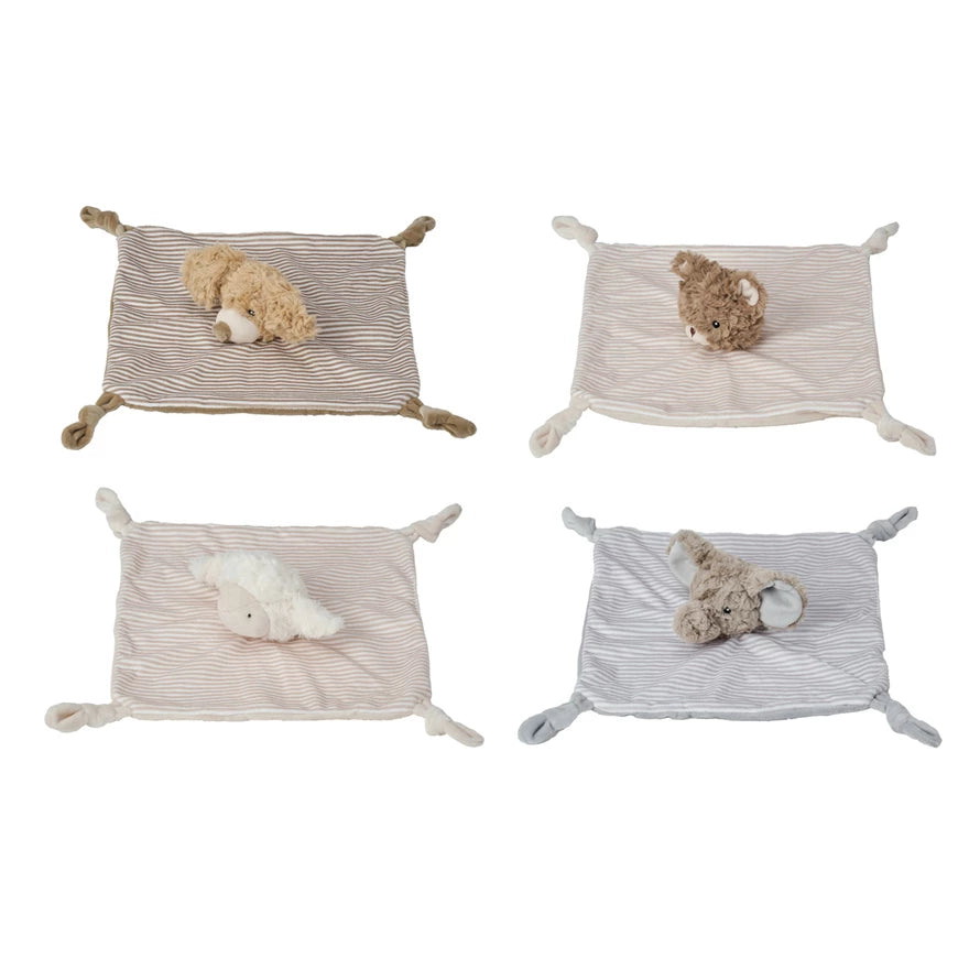 9"Lx9"W Plush Animal Snuggle Toy, Multi Color, 4 Styles
