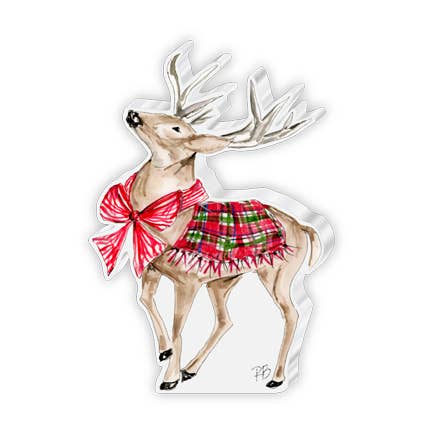 Reindeer with Big Red Bow Small Acrylic Art