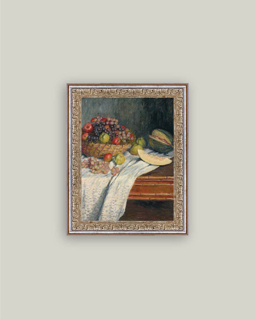 Petal Lane Home - Still Life with Honeydew Framed Antique Art: 5x7