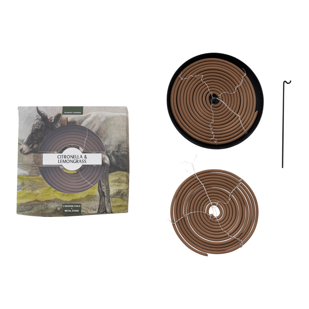 2 Piece Outdoor Hanging Incense Coils with Stand