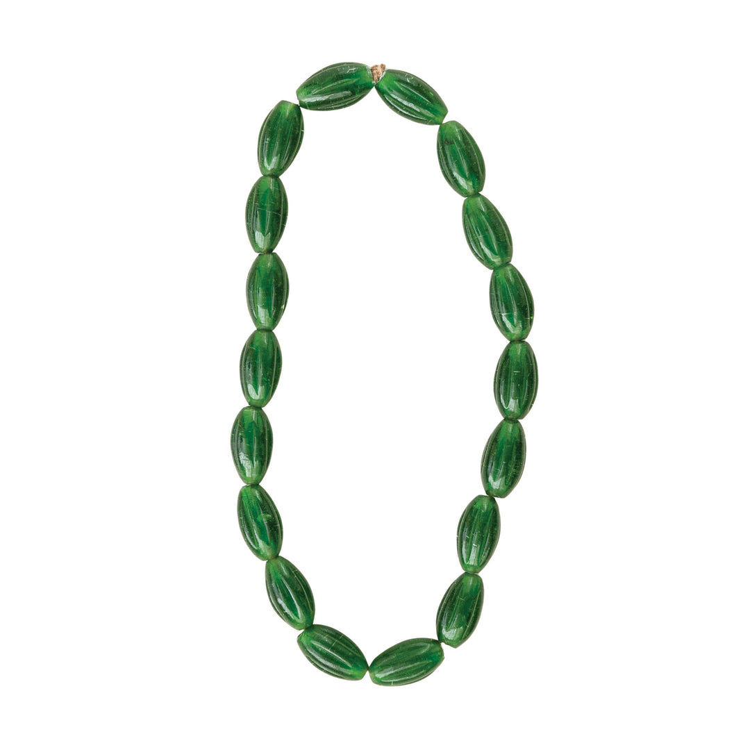 Hand-Blown Glass Beads on Jute Cord, Green (Each Will Vary)