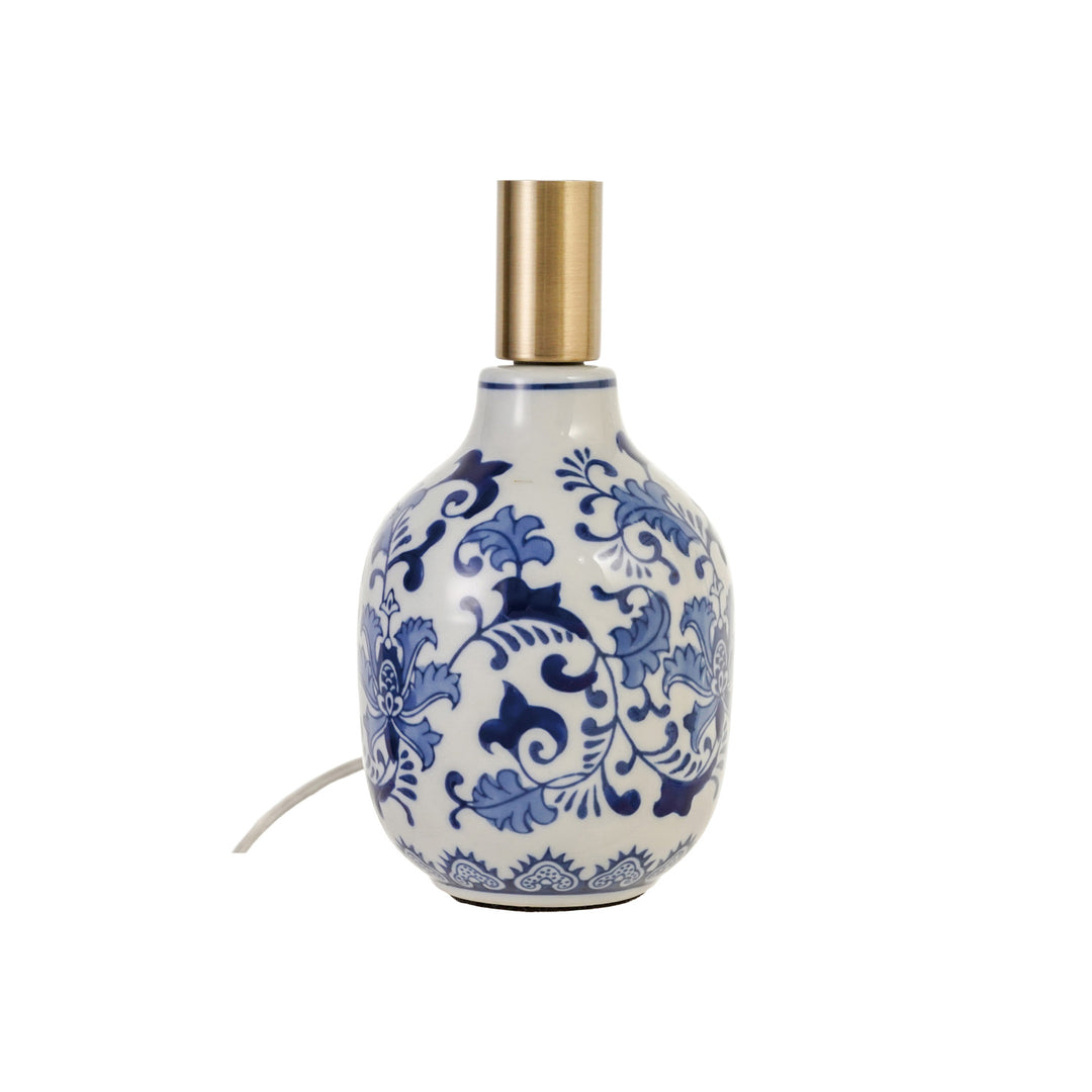 Stoneware Table Lamp with Floral Pattern (Shade Not Included)