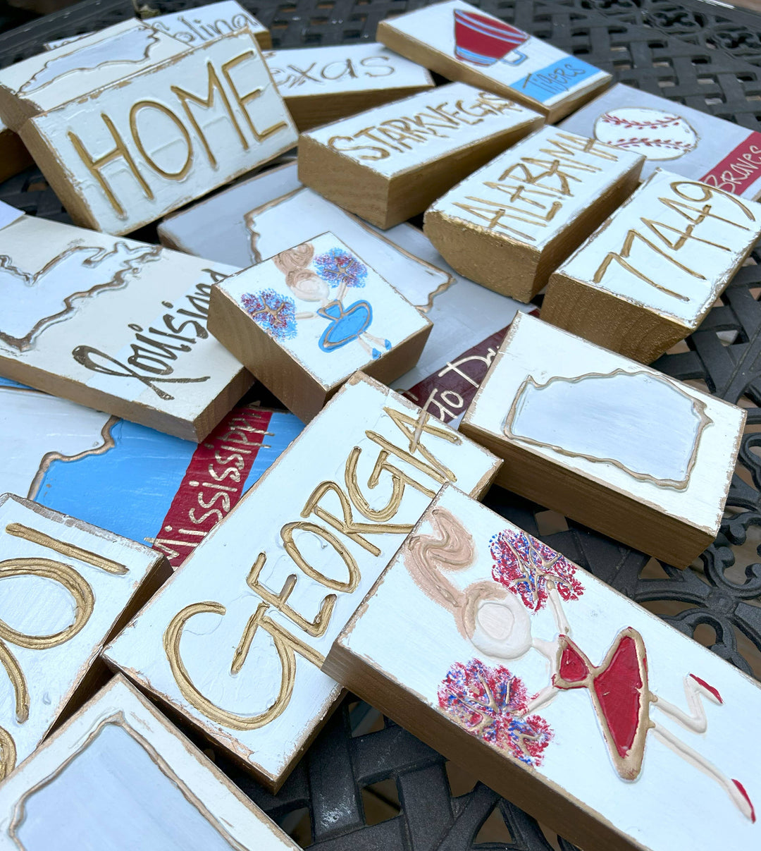 Coddiwomple - Cheer megaphone custom art - w/ school hometown city team: 5x7 Wood panel w/ rope