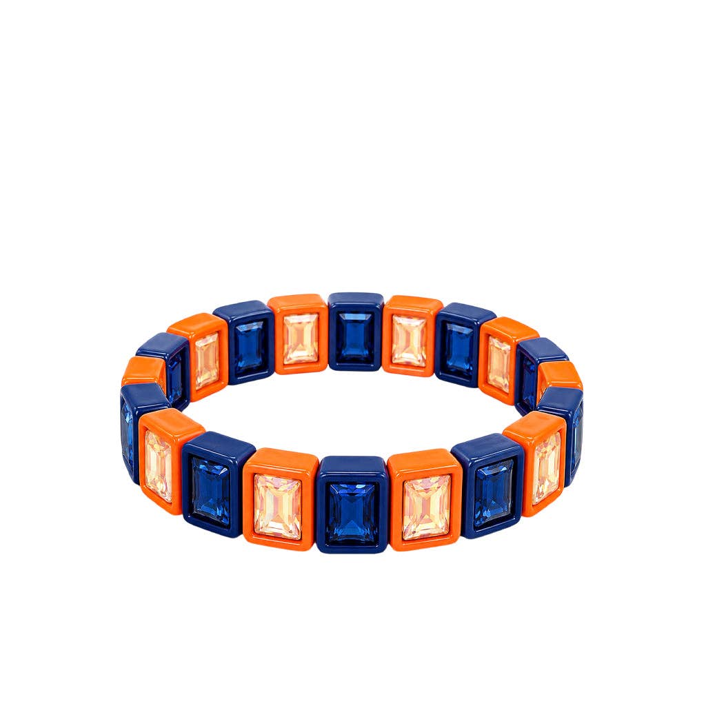 Girlie Girl Originals - BR-RS-1002 Orange/NavyRhinestone Bracelet