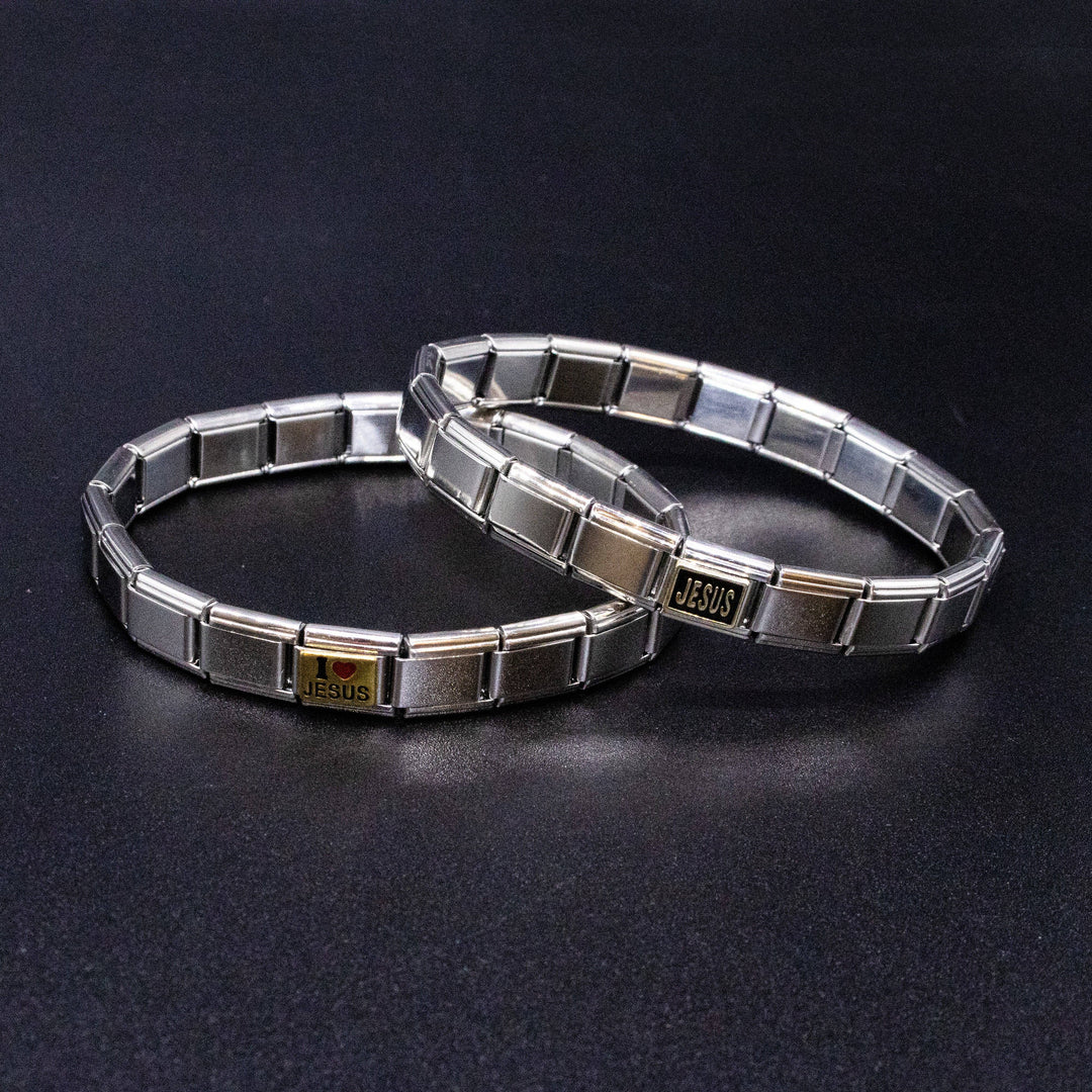 Natalia - Italian Bracelet Charms - "I LOVE JESUS" Religious 9mm Links