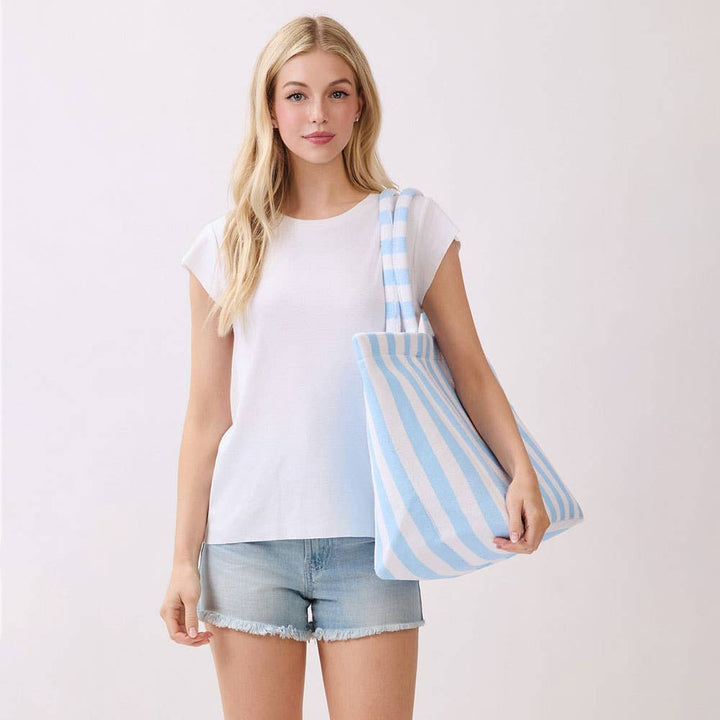 Sensibling Corp. - Striped Terry Tote Bag: Pink&Green