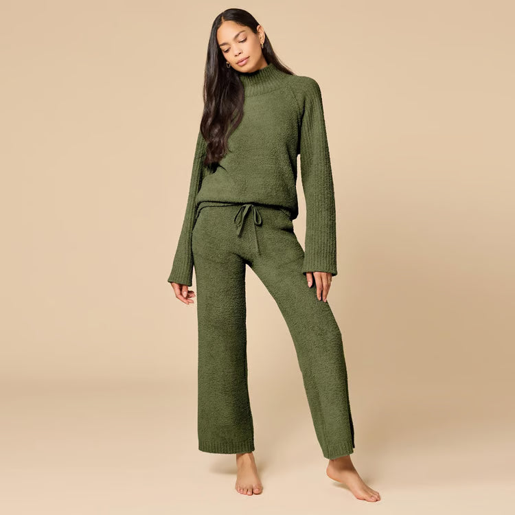 Marshmallow Rib Mock Neck with Long Pant