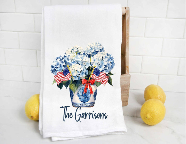 The Preppy Pineapple Home - Chinoiserie Hydrangea Tea Towel