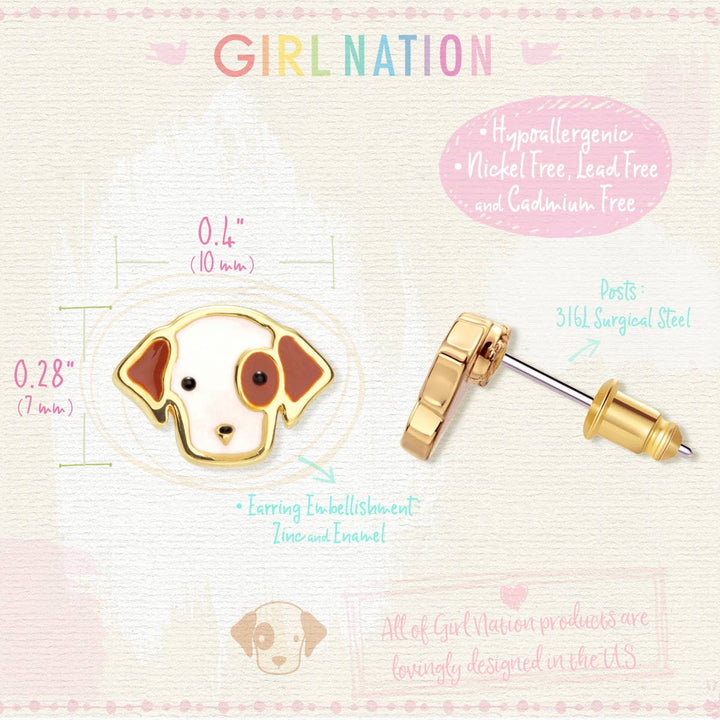 Girl Nation - Perky Puppy Cutie Stud Earrings