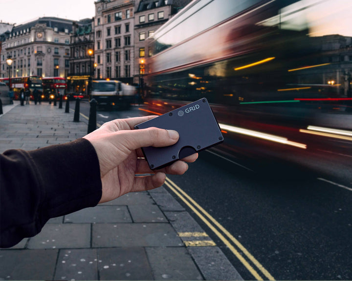 GRID Wallet - Grid Wallet // Gunmetal Aluminum: Gunmetal / Aluminum / 3.38"L x 2.12"W x 0.23"H