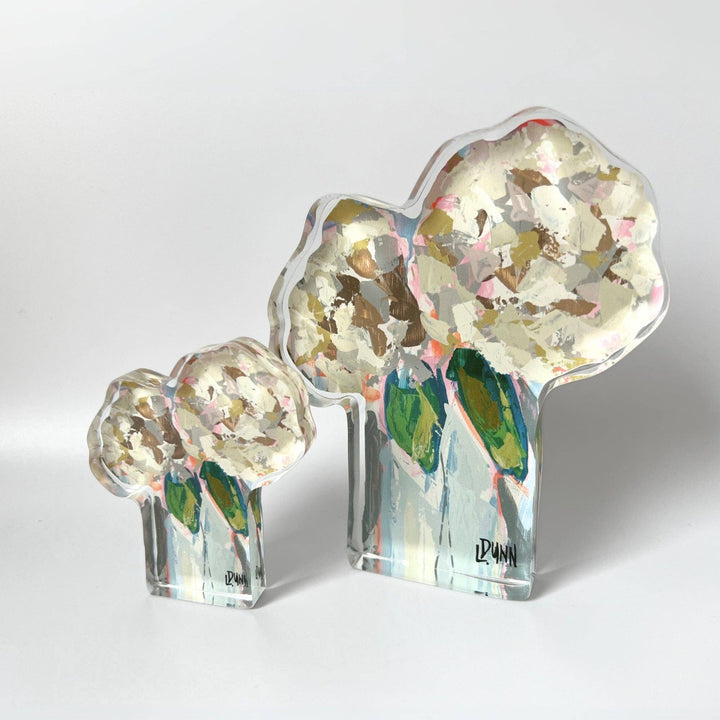 Lauren Dunn - Two Hydrangea Blooms Acrylic Block: Bitty Block