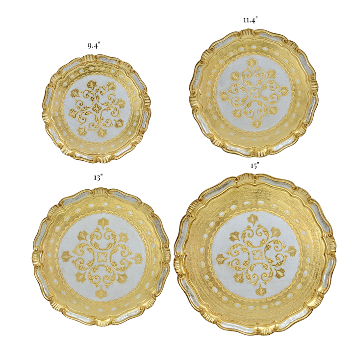 Via Graceffo - Florentine Carved Gilded Wood Circle Tray, Made in Italy: Large
